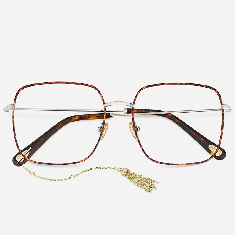 TIJN Ultra-thin Square Glasses for Women Extremely Lightweight Metallic Frame for Male Female Eyeglasses