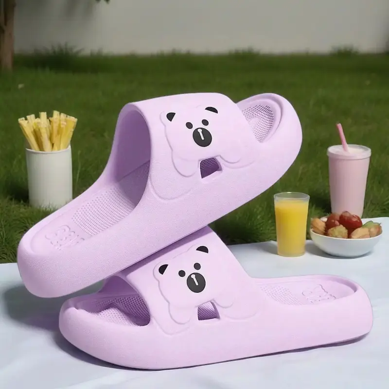 Women's Cute Bear Slippers, Comfortable Non-Slip EVA Bathroom Slippers, for Indoor and Outdoor Use, Durable All-Season Casual Home Slippers, Guest Slippers For Shoeless Home