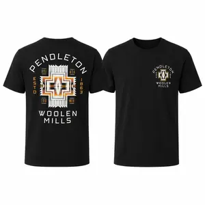 Pendleton Woolen Mills T-Shirt, Black Southwest Geometric Graphic Tee, Front Back Print Western Heritage Shirt, Vintage Gift for Men Women