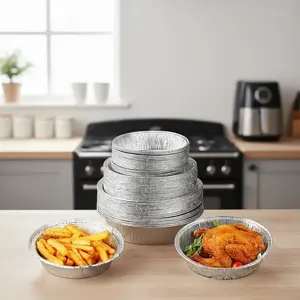 Air Fryer Pan Disposable Oil Proof Aluminum Foil Tin Bowl Tin Paper Plate Box for Air Fryer Barbecue Oven Food Grade Tray Fryer Liners