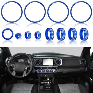 Air Conditioning Knob Cover, Vent Outer Ring for Toyota Tacoma Accessories 2020 2019 2018 Start/Stop Push Trim Ring, AC Climate Control Knob, Volume Button Covers 12Pcs (Blue)