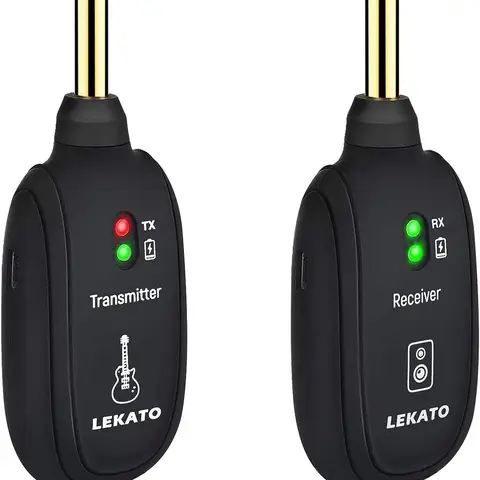 LEKATO A8 Wireless Guitar System, Built-in Rechargeable 4 Channels, Wireless Guitar Transmitter Receiver for Electric Guitar Bass, Violin Christmas Gift