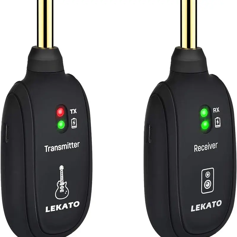 LEKATO A8 Wireless Guitar System, Built-in Rechargeable 4 Channels, Wireless Guitar Transmitter Receiver for Electric Guitar Bass, Violin Christmas Gift
