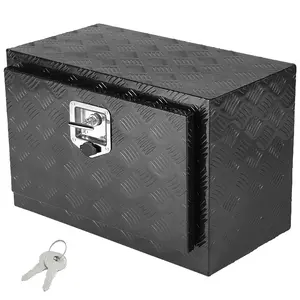 VEVOR Underbody Truck Box, 24" x 12" x 14" Pickup Storage Box, Heavy Duty Aluminum Diamond Plate Tool Box with Lock and Keys, Waterproof Trailer Storage Box with T-Handle Latch for Truck, Van, Trailer
