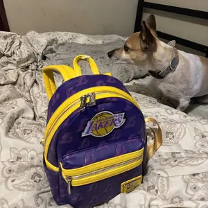 NBA Lakers Kids Backpack in Purple and Gold Amazon.com: Loungefly NBA: Los Angeles Lakers Logo Mini  main image 2