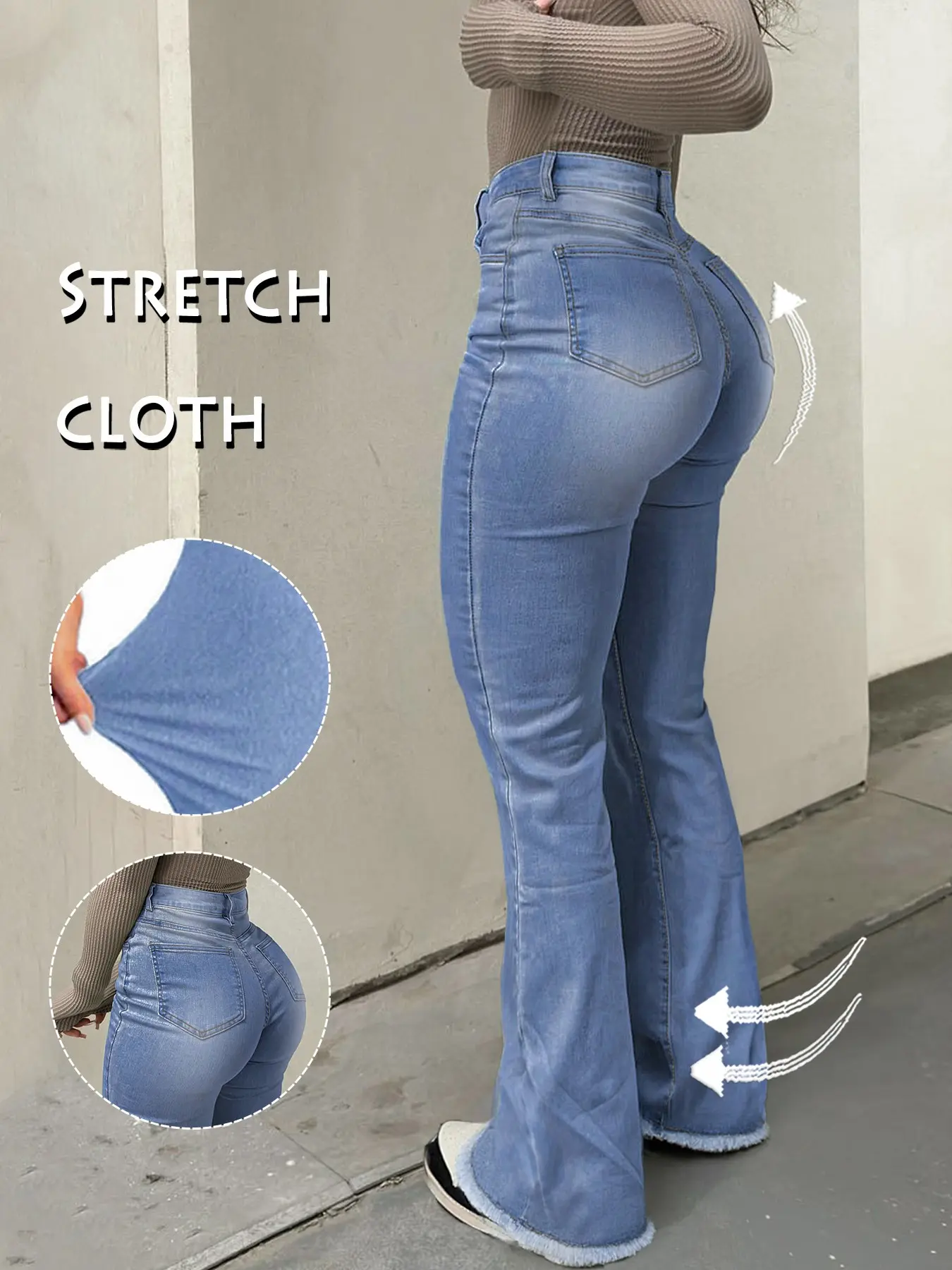 GILPUR Women's High-Waisted Stretch Fit Bootcut Light Wash Jeans — Slimming, Butt-Lifting, Comfortable, Breathable, Everyday Casual Trousers Pants TChic