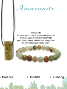 Natural Stone Beaded Bracelet & Necklace, Couple's Natural Crystal Stone Fortune Matching Good Luck Bracelet & Necklace, Fashion Accessories for Women & Men, Natural Crystal Set