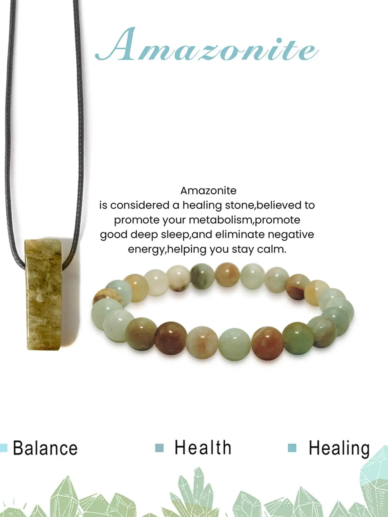 Natural Stone Beaded Bracelet & Necklace, Couple's Natural Crystal Stone Fortune Matching Good Luck Bracelet & Necklace, Fashion Accessories for Women