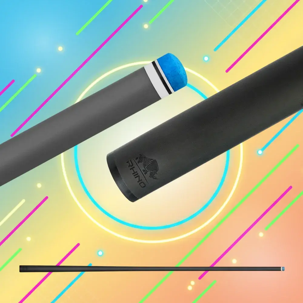 Rhino Carbon Carom Shaft 12mm - 28" (710mm) - 3-8-8 Joint - Conical Taper - Premium Carbon Fiber - Black - Time Crystal V Tip