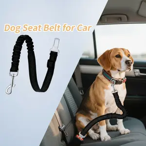 Dog Car Seat Belt – Adjustable Safety Harness with Elastic Cushioning, Anti-Tangle Design, Reinforced Metal Buckle, for Small and Medium Pets (Black)