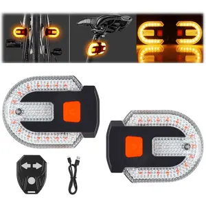Bicycle Tail Light with Turn Signal, USB Rechargeable Rear Bike Light for Cyclist Safety, 5 Modes with Remote Control