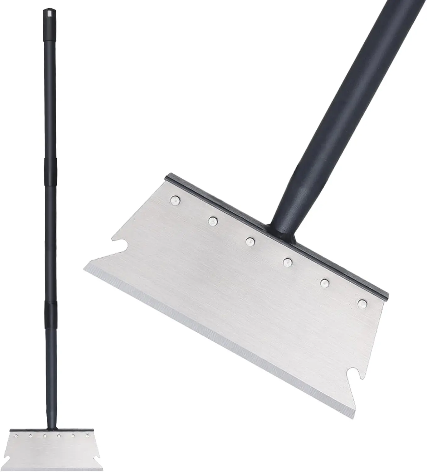 Multifunctional Garden Flat Shovel - 57in Heavy Duty Stainless Steel Tool with 3-Stage Adjustable Length, 11.4-Inch Wide Blade, Anti-Slip Rubber Grip for Lawn Edging, Weeding, All-Season Outdoor Use