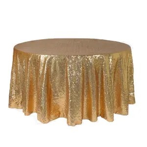 120 inch Glitz Sequin Round Tablecloth Gold