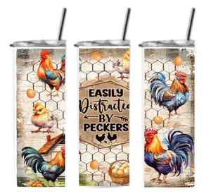 Easily Distracted by Peckers Stainless Steel Chicken Tumbler Drinkware