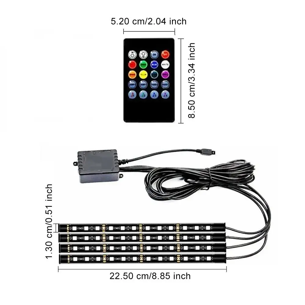 12V Waterproof Motorcycle RGB Underglow Accent Light Strip Kit with Remote Control, Sound Activation, Multicolor LED for Motorcycle Decoration, Indoor Recreation