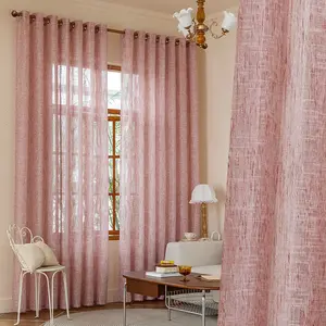 1pc Dreamy Solid Color Sheer Curtain, Home Decoration Curtain, Translucent Linen Window Shade for Living Room Balcony, Cozy Atmosphere, Ideal Lighting Filter