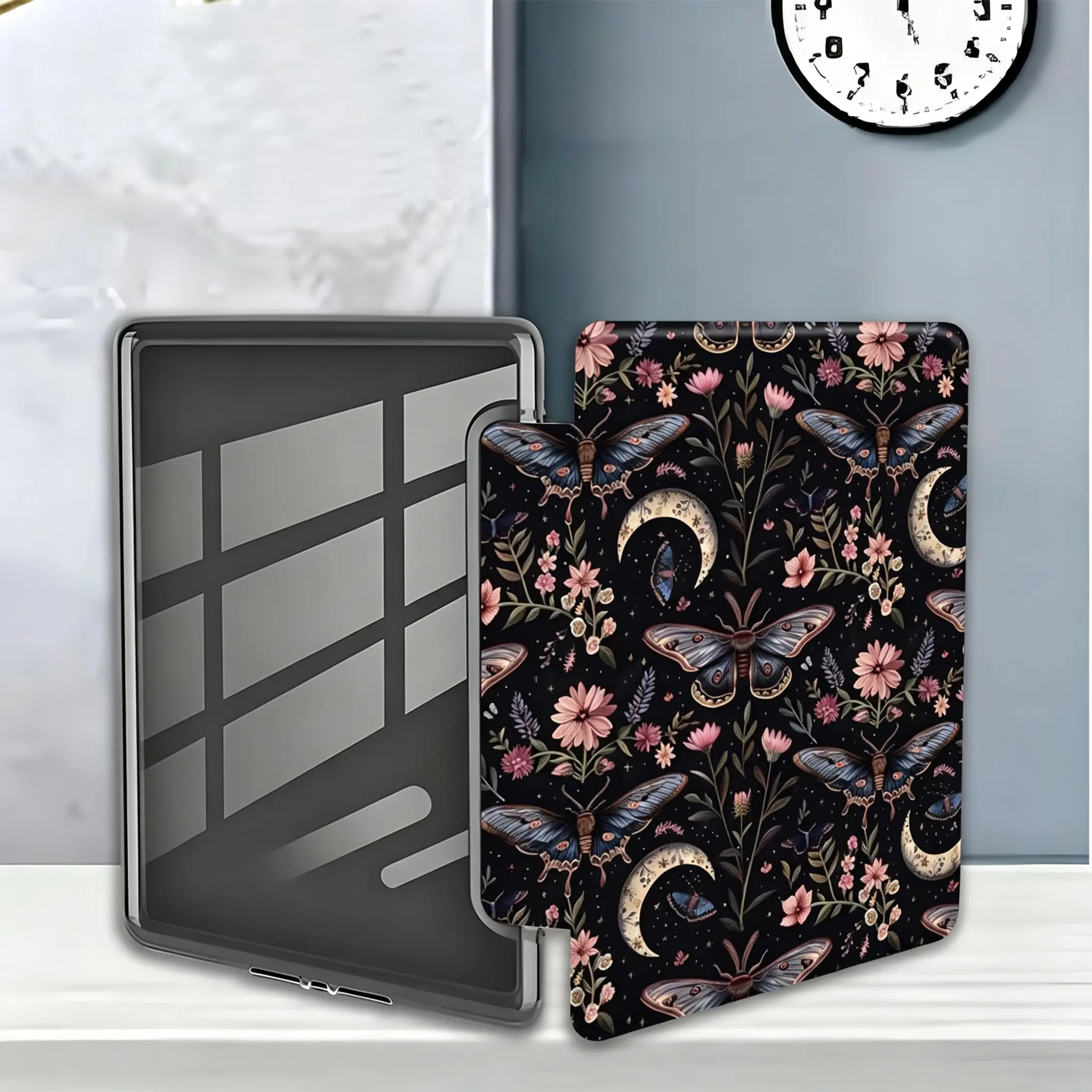 Butterfly protective case, suitable for 7/6.8/6-inch Kindle Paperwhite (12th/11th/ generation - 2024/2025 models) | Kindle ultra-clear and ultra-soft transparent TPU back cover, painted with cute illustrations, perfect gift for friends' birthdays