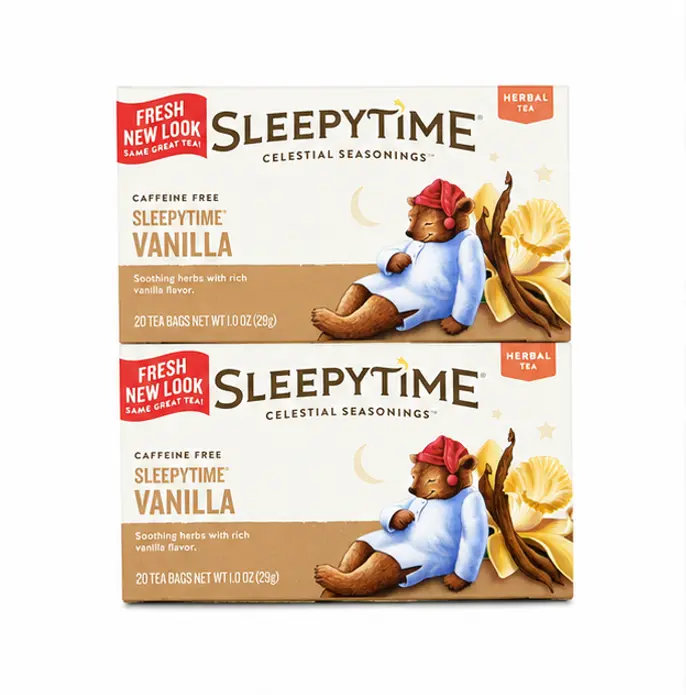 Celestial Seasonings Sleepytime Caffeine-Free Vanilla Flavor Herbal Tea Bags - US-Sold, Stress Relief for Youth, Individually Wrapped Beverage, 20 ct
