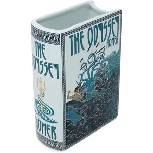 Steel Mill & Co Original Large Book-Shaped Decorative Vase, Ceramic Vases for Home Decor, Cute Bookshelf Decor, Unique Vase for Book Lovers, The Odyssey202