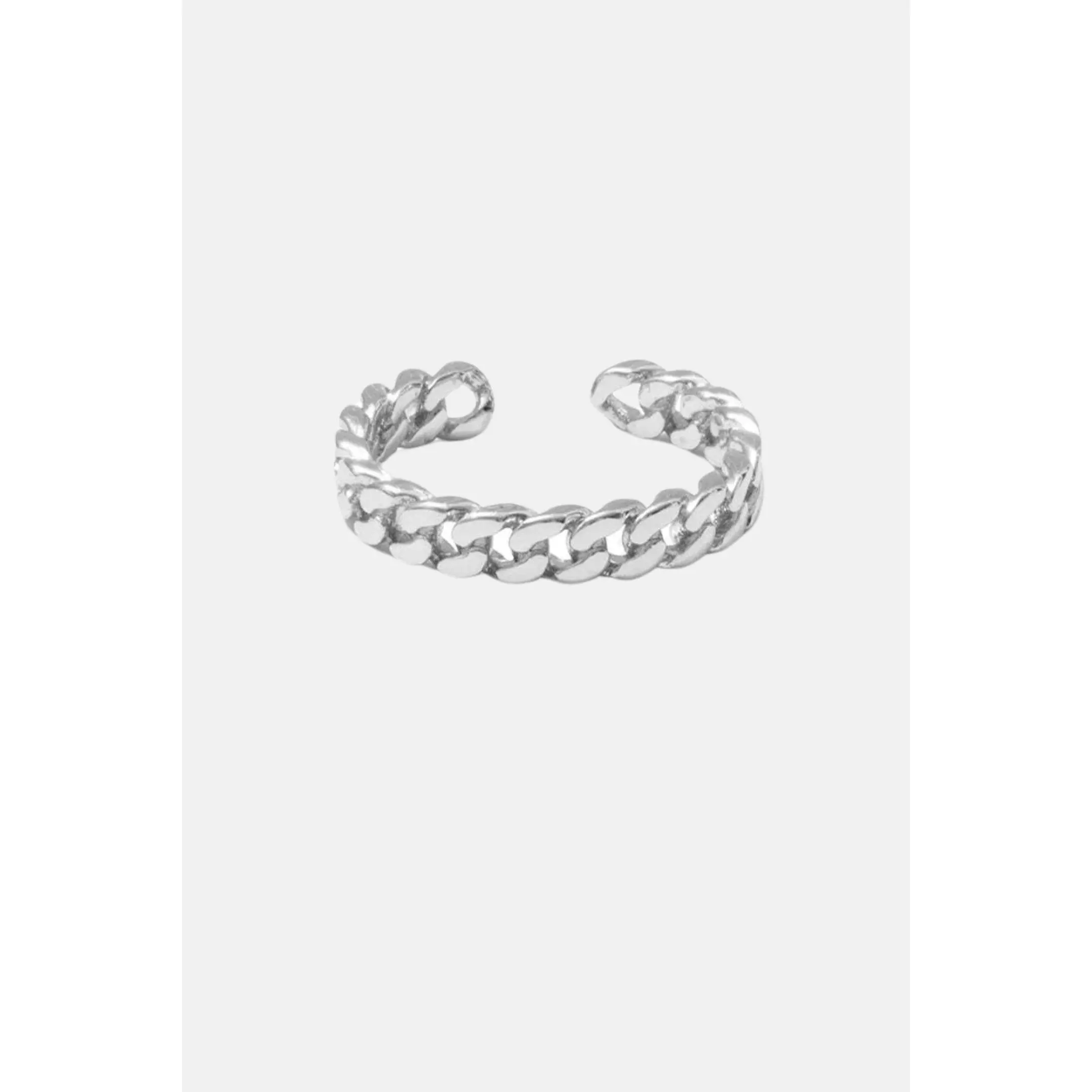 Cable Chain Silver Adjustable Ring