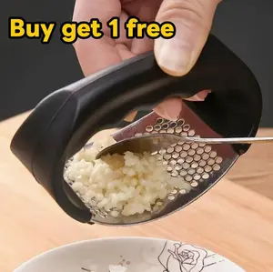 Stainless Steel Garlic Press, 2 Count Easy Cleaning Rocker Design Garlic Crusher, Kitchen Garlic Mincer & Chopper for Cooking Enthusiasts