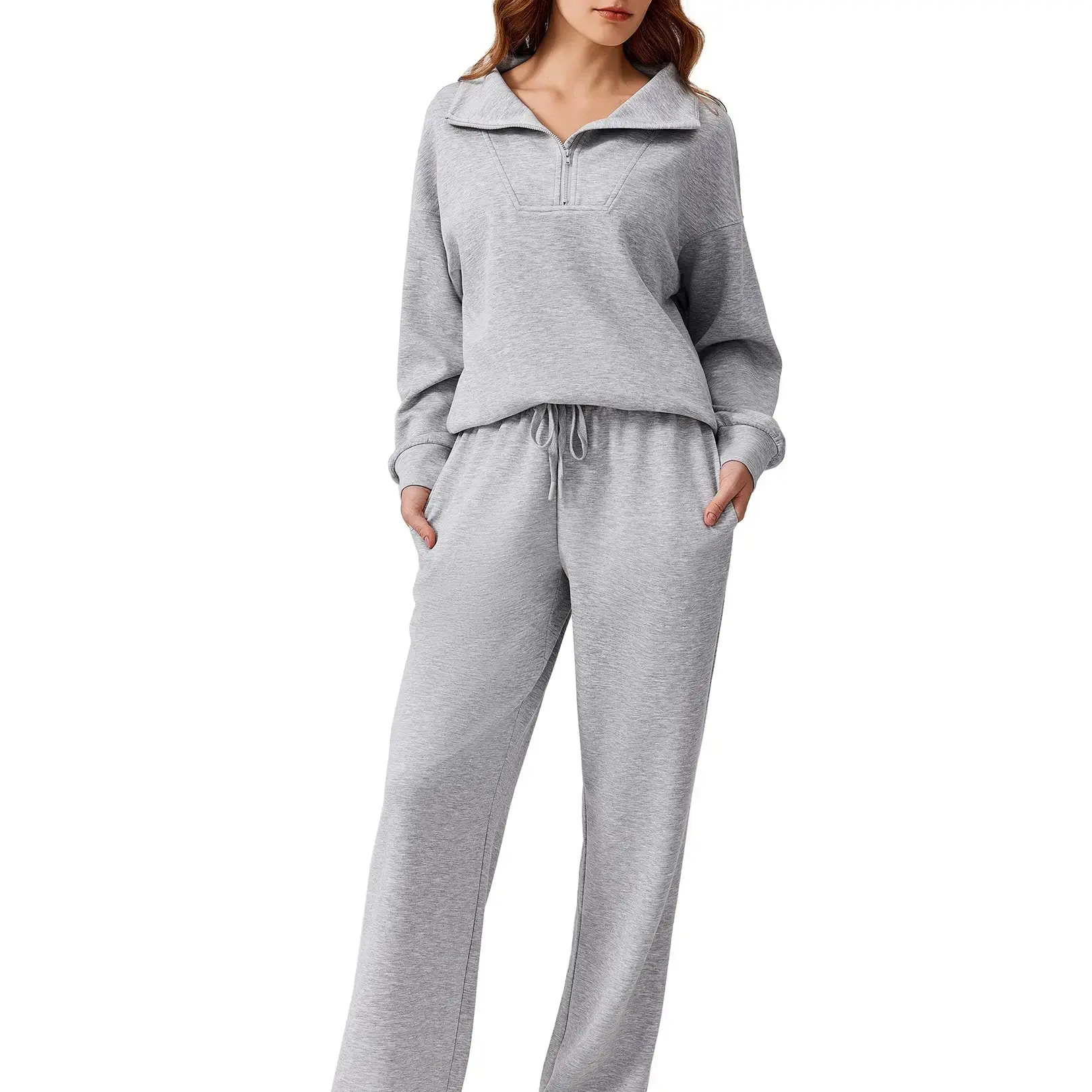 Women's 2-Piece Sweatsuits Set Long Sleeve Half Zip Pullover Sweatshirt & Joggers Pants Comfy Soft Tracksuit for Fall 2025