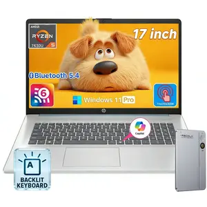 HP Flagship 17 Touchscreen Laptop Computer - 17.3" Anti-Glare HD+ Display, Windows 11 Pro, Copilot, AMD Ryzen 5 7430U (up to 4.3GHz), Wi-Fi 6, Numeric Keypad, 16/32/64GB RAM, 512GB/1TB/2TB SSD, AI Voice Recorder
