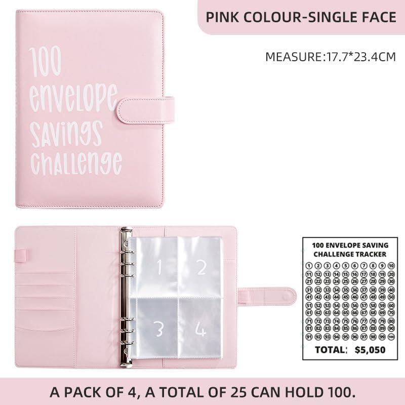 100 Cash Envelope Challenge - A5 Money Saver Budget Binder with Cash Envelopes and Numbers, 100-Days Easy and Funny Ways to Save $5,050 Organizer Card