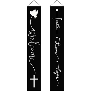 FRANALA Faith love hope Front Door Banner Christian Welcome Spring Hanging Banner Porch Sign Indoor Outdoor Home Wall Holiday Party Decor 12 x 71 Inch