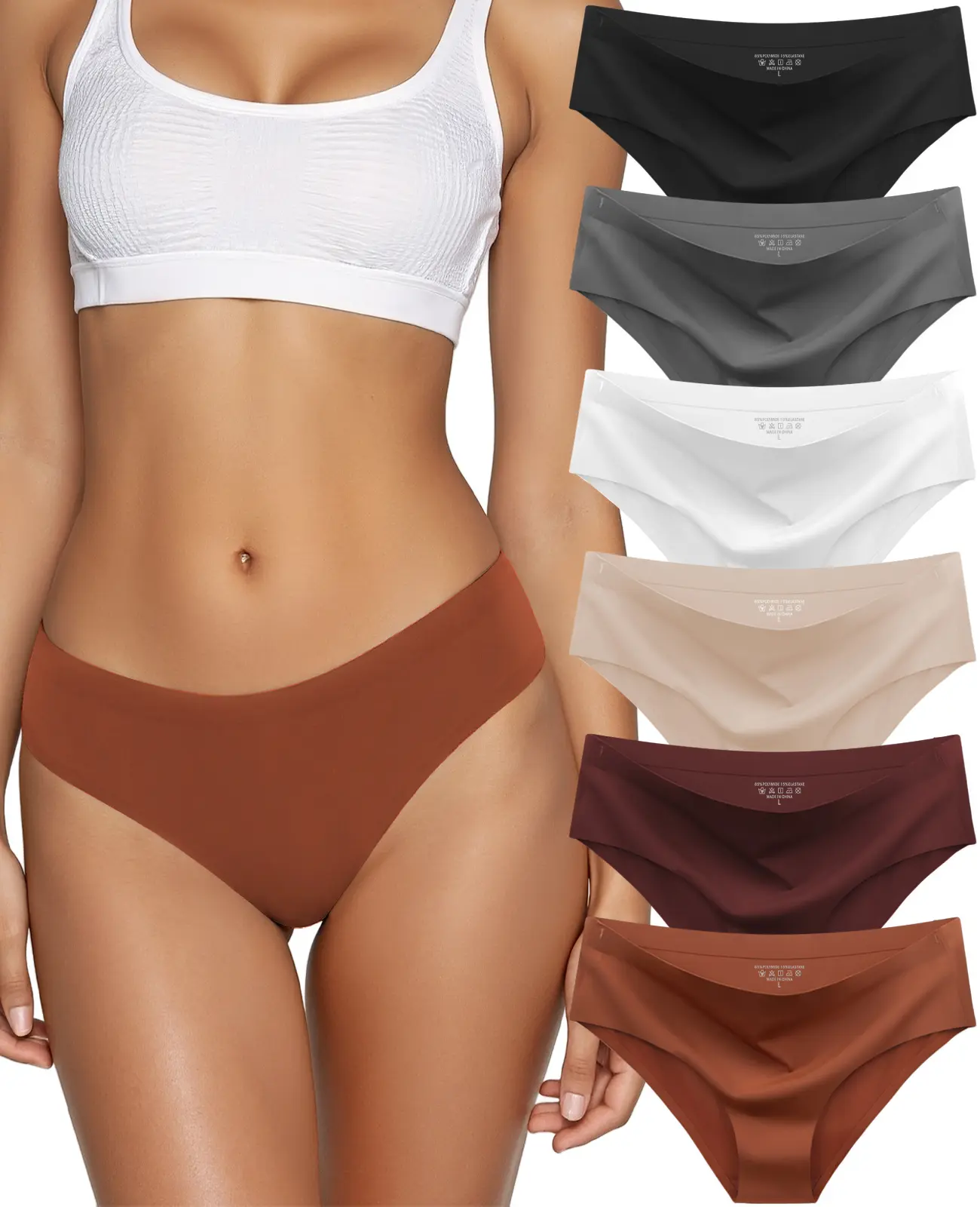 Seamless Underwear for Women No Show Hipster Bikini Panties Low Rise Cheeky Breathable Soft Invisible Briefs 6 Pack Womenswear