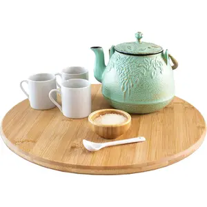 TB Home Lazy Susan Organizer for Cabinet, Pantry or Tabletop – 14" Bamboo Turntable for Kitchen, Counter or Spice Rack Storage