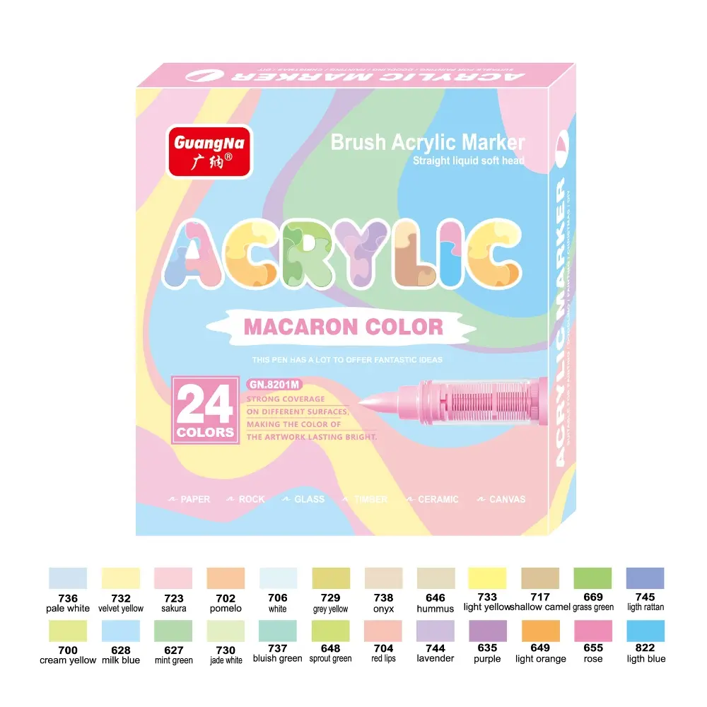 Acrylic Paint Markers Set, 24 Soft Tip Liquid Pens, Skin Tone Macaron Colors, Waterproof Gradient Art Supplies, School & Holiday Gifts, Painting Supplies