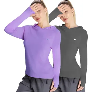 Women's 2 Pack UPF50+ Sun Shirt Long Sleeve Hoodies UV Protection Hiking Athletic Outdoor Lightweight Shirt