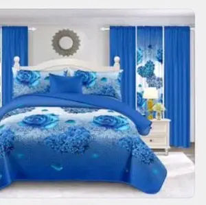 Priscilla Floral Bedding Set - Turquoise Blue with Pink & Orange Flowers - 10 Piece Comforter Set for Bedroom Decor