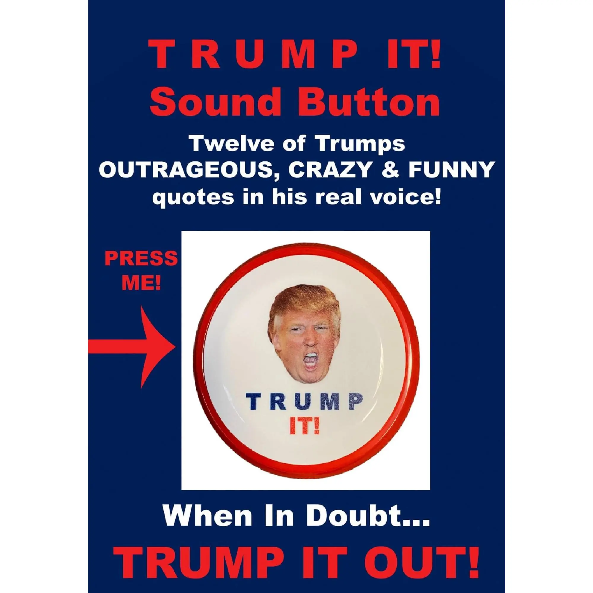 TheGag Talking Donald Trump Sound Button-12 Quotes in His Real Voice-Funny Trump Gift for Men, Women, 2024, Political Gifts for Desk, Office and Home. Republican or Democrat