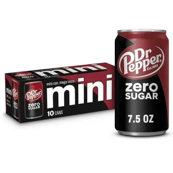 Dr Pepper Zero Sugar Soda Pop, 7.5 fl oz, 10 Pack Cans