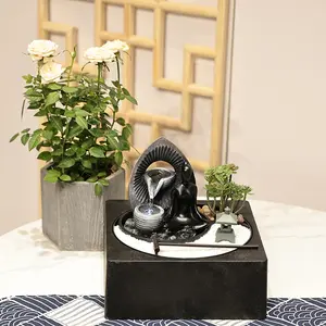 Zen Buddha Statue Indoor/Outdoor Tabletop Fountain 8.67 Inches High With LED Lights Water Pump Resin Material Ideal For Holiday Living Room Tea Decoration