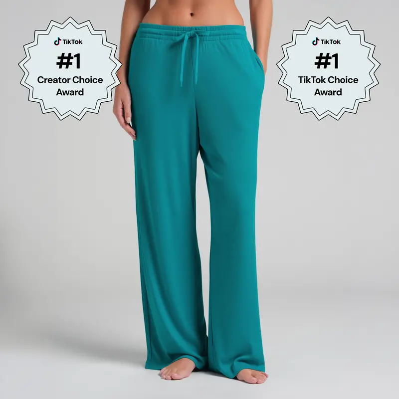 Comfrt | Rib Contour Pant | Ribbed Straight Leg Lounge Pants for Women, Soft Casual Bottoms