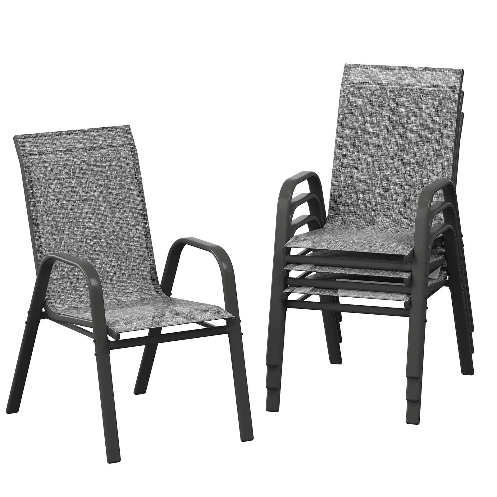 Gaomon 4-Piece Stackable High-Back Outdoor Dining Patio Chairs - Patio Furniture Set, All-Weather Textilene Fabric, Curved Arm Design, Quick Setup for Backyard, Poolside Outdoor Furniture, Outdoor Patio Furniture