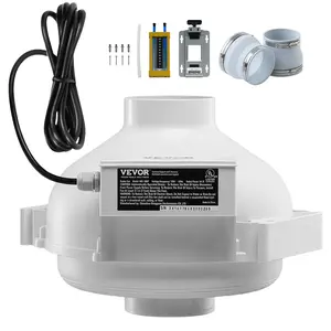 VEVOR 4 to 4.5 inch Radon Fan Installation Kit,  Quiet 190CFM Radon Mitigation Fan System Kit with 2 Couplers, Pressure Indicator, Waterproof Inline Duct Fan Exhaust Fan for Indoor Outdoor Ventilation