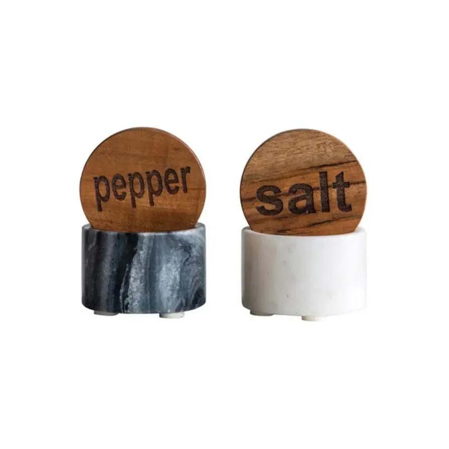 Salt and Pepper Container with Wood Lid