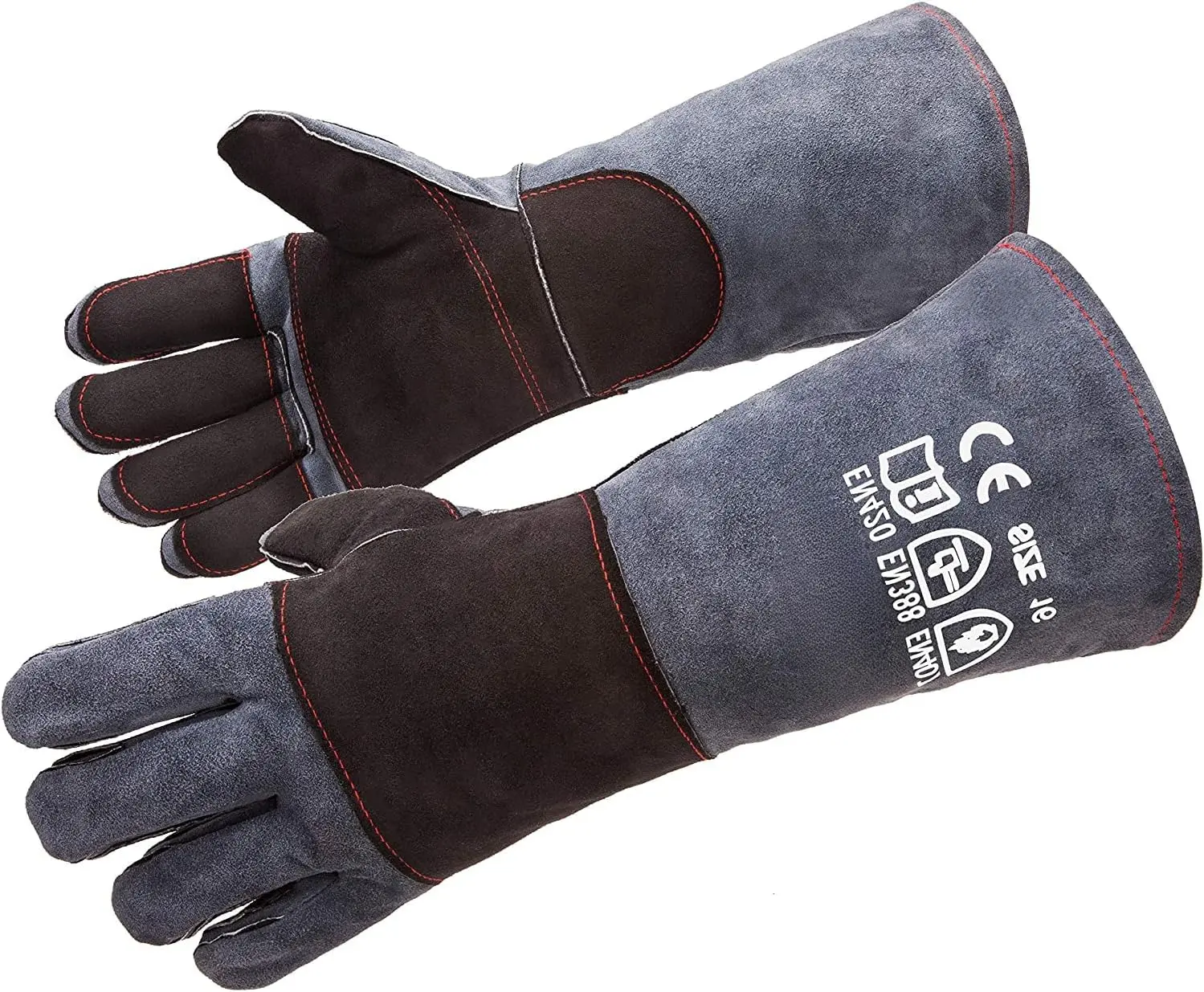 Suitable for Fireplace Gloves Fire Resistant Heat Resistant: Dark Gray 16 Inch 932℉ Fireproof Leather Suitable for Fireplaces, Fire Pits, Wood Stoves, Campfire Stoves, Barbecue Grills, Ovens, Mig Welding Machines, Welding Equipment - Birthday Gift XL