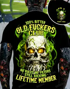 Chaosmoda Generation X 100% Bitter Old F*ckers Club Custom Year Skull T-shirt