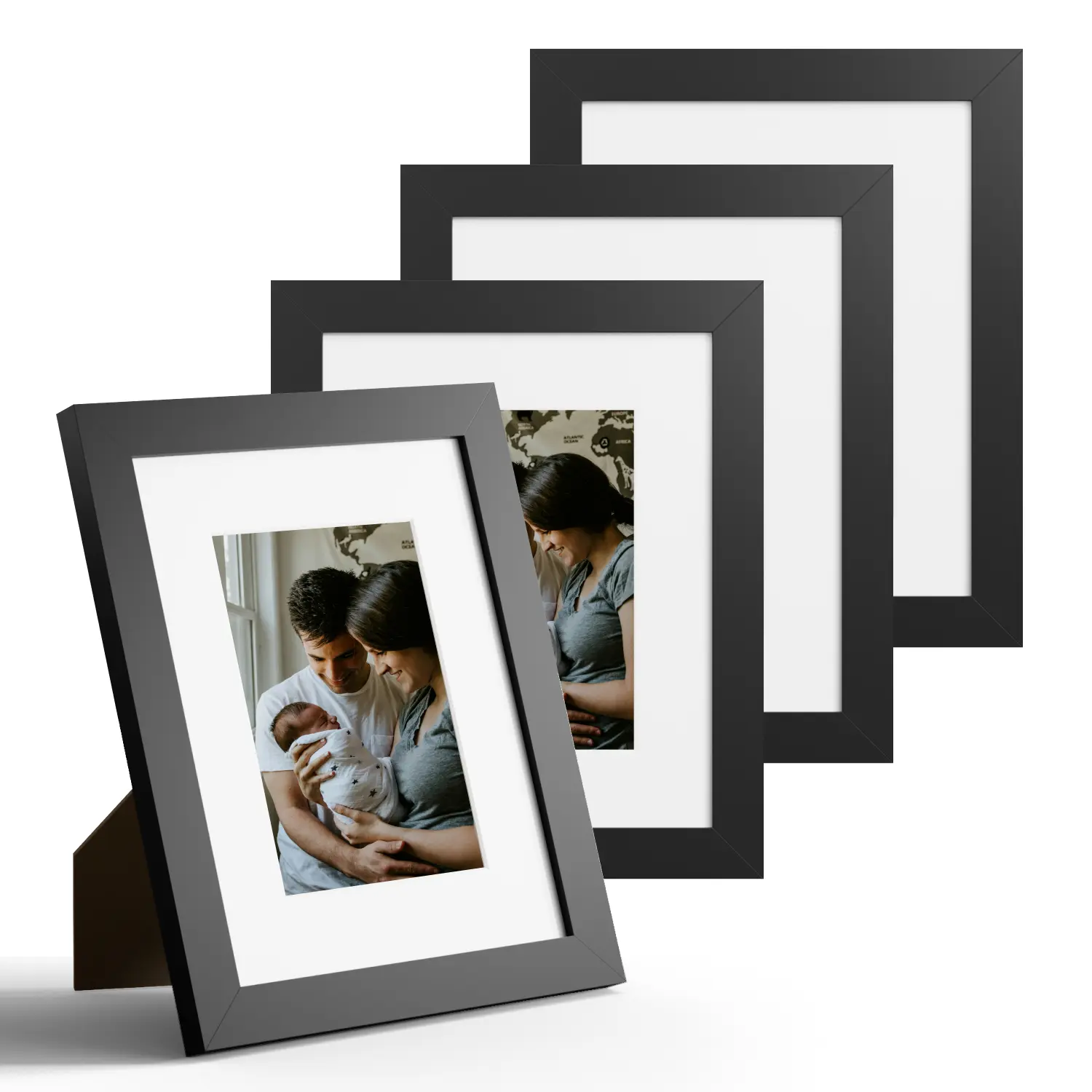 4x6/5x7/8x10/11x14Picture Frame Set of 4, Made of Real Glass and Distressed White Wooden Frame,- Display Picture 3.5x5/4x6/5x7/8x10,Without the photo mat,you can display a photo that is the same size as the outer diameter perfect for creating a photo wall