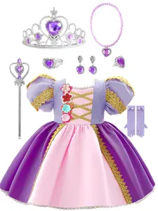 Toddler Girl's Sleeping Beauty Princess Costume Set, Pretty Princess Dress with Accessories, Flower Girl Dress for Party, Dress Up Costume