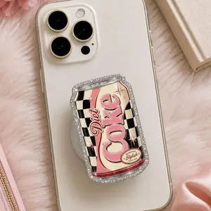 Diet Coke Retro Americana MagSafe Phone Grip: Glitter Coquette Girly Checkered Soda Aesthetic Magnetic Phone Holder, Diner Chic Fridge Cigs