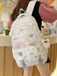 1pc Large capacity Colorful Star student backpack with multiple compartments for layered storage, reducing load, shoulder straps are non compression, wear-resistant, and durable, suitable for school, travel, shopping, Star Print Backpack