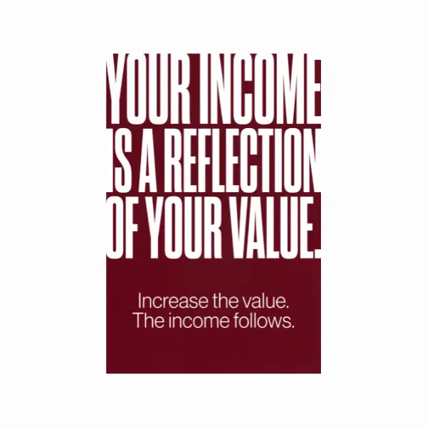 Your Income Is A Reflection Of Your Value Wealth Poster | Bold Crimson White Typography Wall Art | A3 Premium 220 GSM Hard Paper | Entrepreneur Investor & Money Mindset Office Decor Print