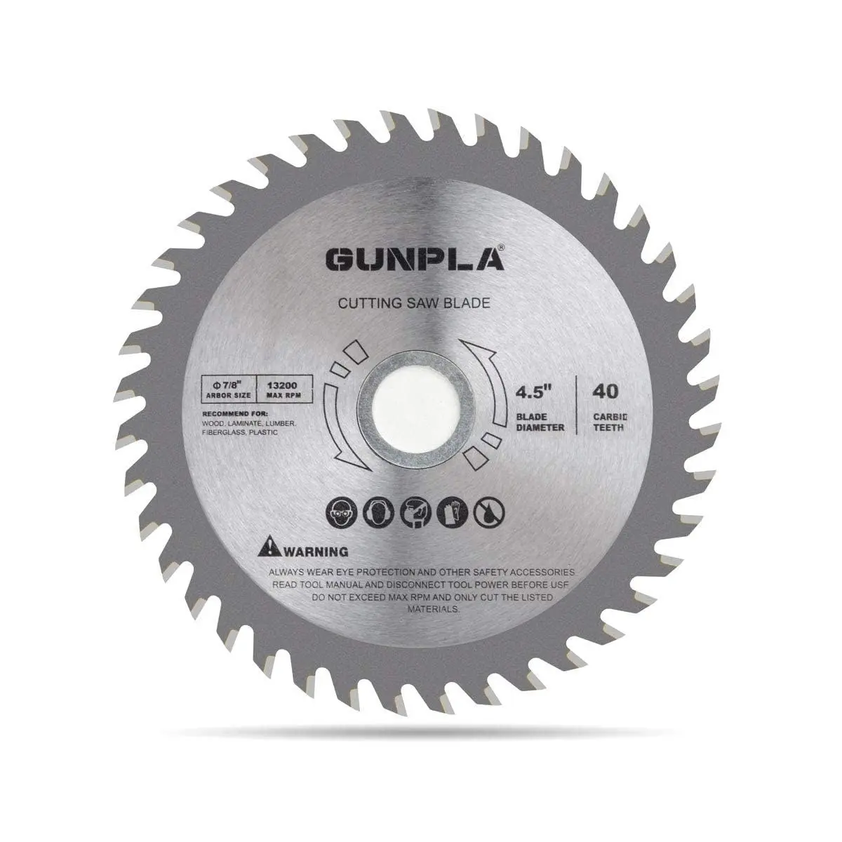 Gunpla 4.5in Alloysteel 40-TCT Carbide Tipped Wood Cutting Blade - 7/8in to 5/8in Arbor, 13 Teeth, 200 Max RPM, for Miter Saw/Table Saw, Ultra-Smooth Precise Cuts on Hard/Soft Wood, 1Pc/3Pcs Packs