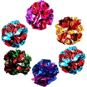 Universal crinkle ball for cats and dogs, shiny material, polyester film crinkle ball, stress-relieving toy, suitable for small pets, highly interactive, can keep adult cats active, encourages multiple pets to play together, provides endless entertainment